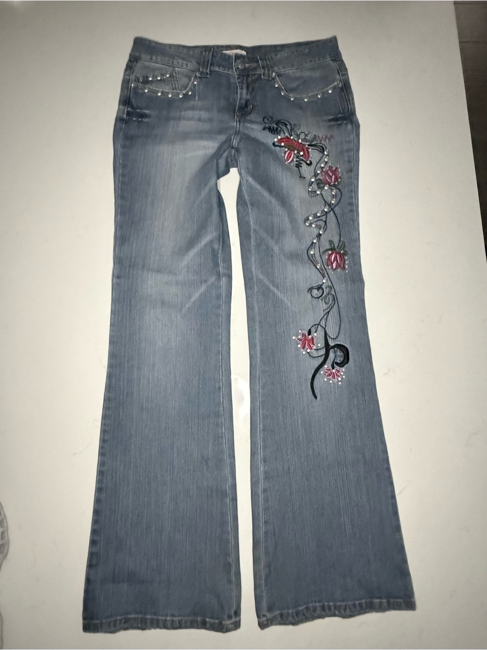 Y2K Candie’s Embroidered & Embellished Flared Jeans